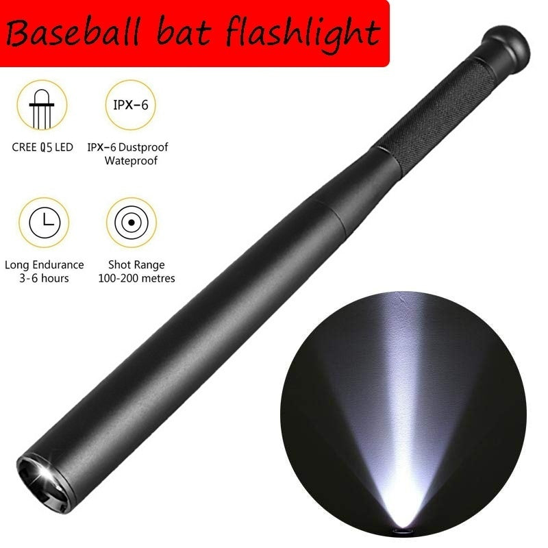 Outdoor Baseball Bat Flashlight Three Lighting Mode LED Super Bright Baton Torch for Emergency and Self Defense