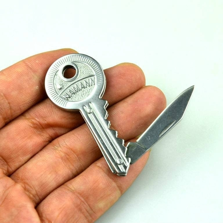 【Free gift】Steel Mini Key Knife Fold Key Pocket Knife Key Chain Knife Peeler Portable Camping Key Ring Knife Tools