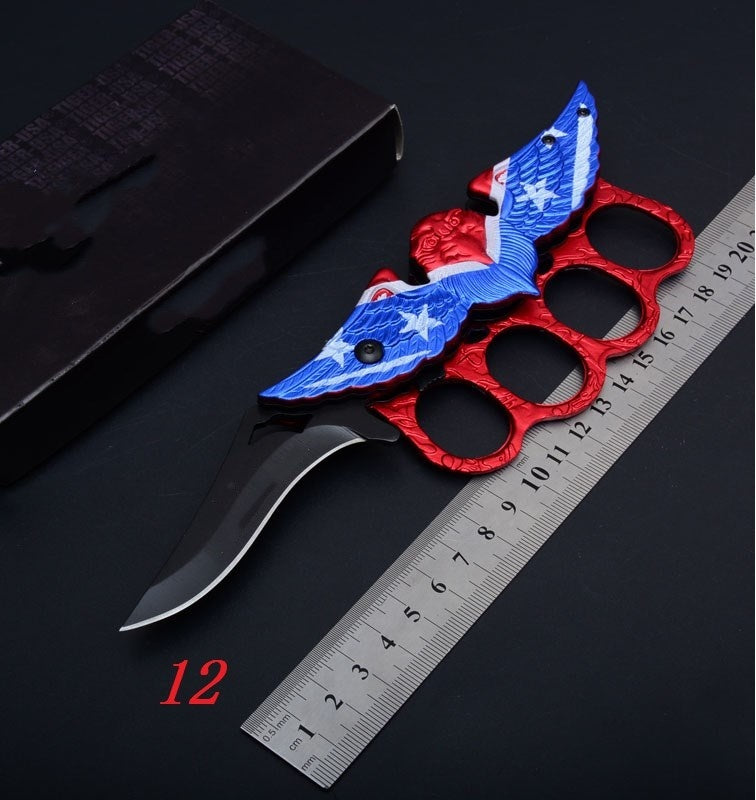 17 style Knuckle Trench Tactical Folding Pocket Knife 3D Ring Knife Brass Knuckles and Outdoor Multifunction Camping folding Knife High Hard Pocket Knife Hiking Field Survival