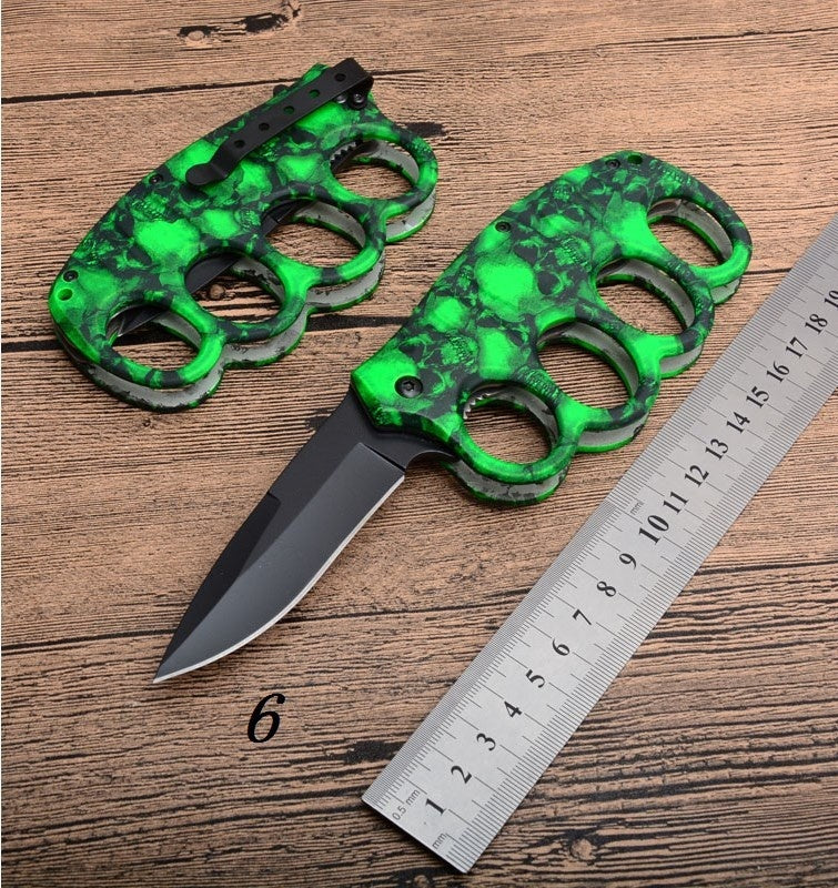 17 style Knuckle Trench Tactical Folding Pocket Knife 3D Ring Knife Brass Knuckles and Outdoor Multifunction Camping folding Knife High Hard Pocket Knife Hiking Field Survival