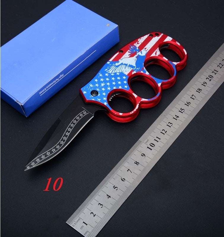 17 style Knuckle Trench Tactical Folding Pocket Knife 3D Ring Knife Brass Knuckles and Outdoor Multifunction Camping folding Knife High Hard Pocket Knife Hiking Field Survival