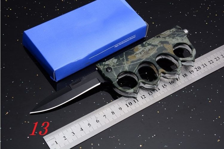 17 style Knuckle Trench Tactical Folding Pocket Knife 3D Ring Knife Brass Knuckles and Outdoor Multifunction Camping folding Knife High Hard Pocket Knife Hiking Field Survival