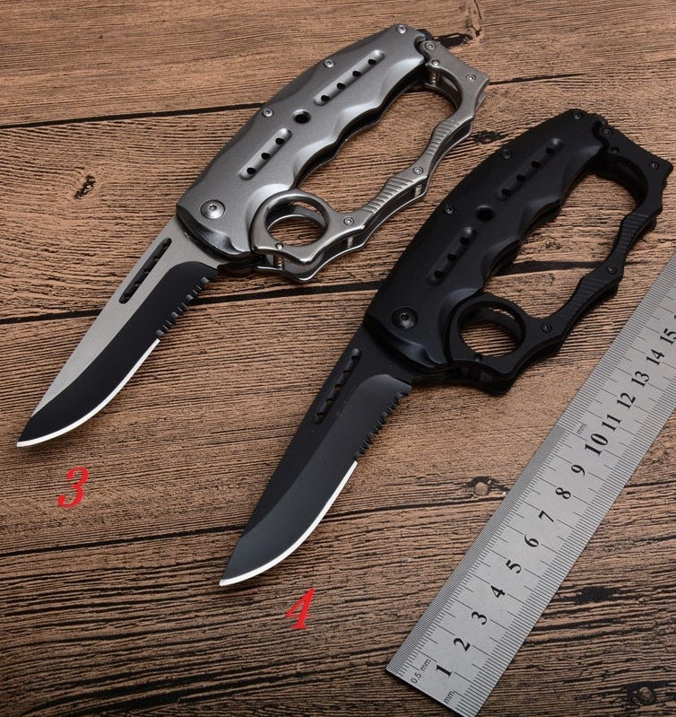 17 style Knuckle Trench Tactical Folding Pocket Knife 3D Ring Knife Brass Knuckles and Outdoor Multifunction Camping folding Knife High Hard Pocket Knife Hiking Field Survival