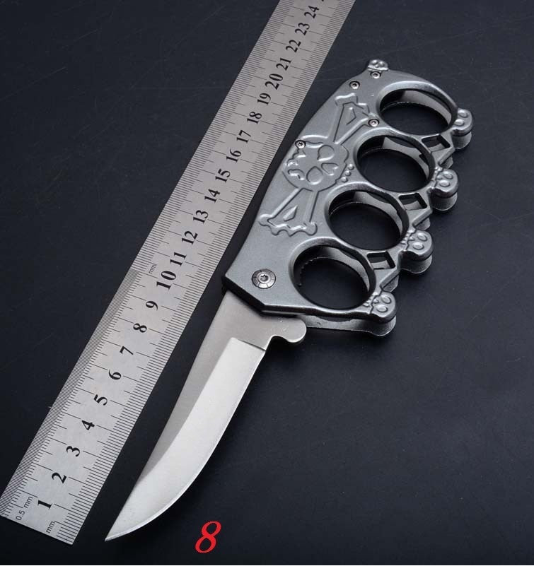 17 style Knuckle Trench Tactical Folding Pocket Knife 3D Ring Knife Brass Knuckles and Outdoor Multifunction Camping folding Knife High Hard Pocket Knife Hiking Field Survival