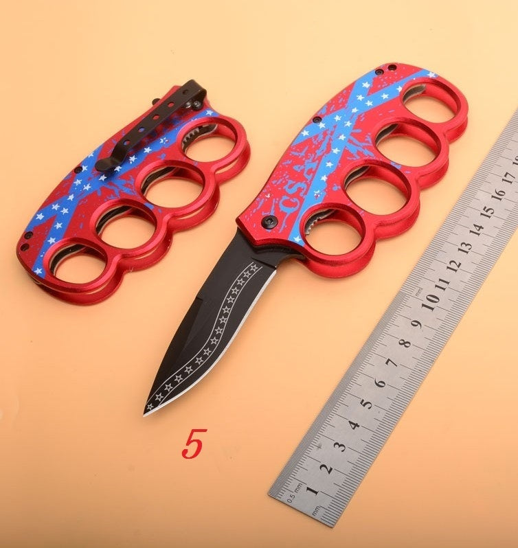 17 style Knuckle Trench Tactical Folding Pocket Knife 3D Ring Knife Brass Knuckles and Outdoor Multifunction Camping folding Knife High Hard Pocket Knife Hiking Field Survival