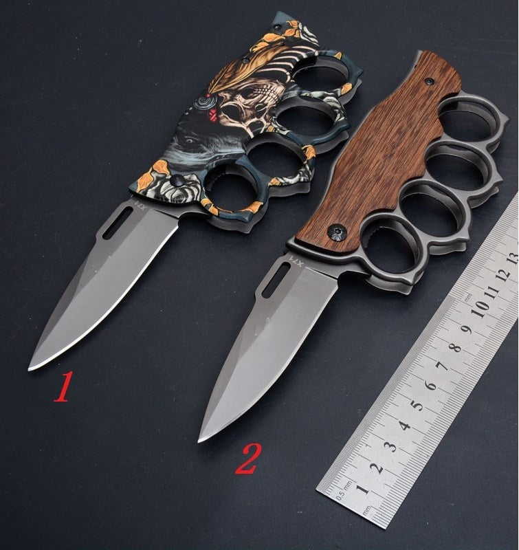 17 style Knuckle Trench Tactical Folding Pocket Knife 3D Ring Knife Brass Knuckles and Outdoor Multifunction Camping folding Knife High Hard Pocket Knife Hiking Field Survival