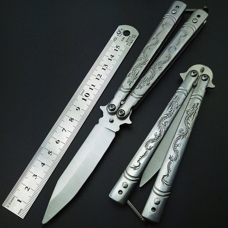 Butterfly in Knife Fly Dragon Coated Training Folding Knife Butterfly Not Sharp Butterfly Trainer No Edge Gift Practice Tools