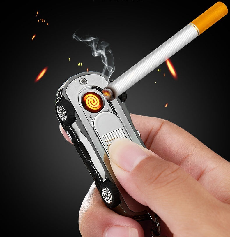 Mini Portable Keychain Flashlight USB Electric Lighter Tobacco Cigarette Charging Lighter Outdoor Windproof Lighters