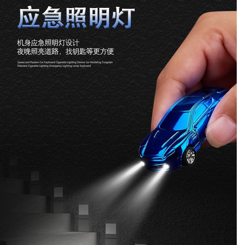 Mini Portable Keychain Flashlight USB Electric Lighter Tobacco Cigarette Charging Lighter Outdoor Windproof Lighters