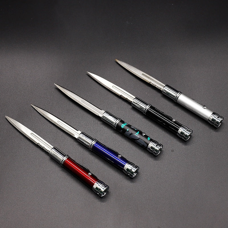 【Free gift】New Multi-function LED Tactical Pen Self-defense  Automatic Knife Camping Multifuntion Tools