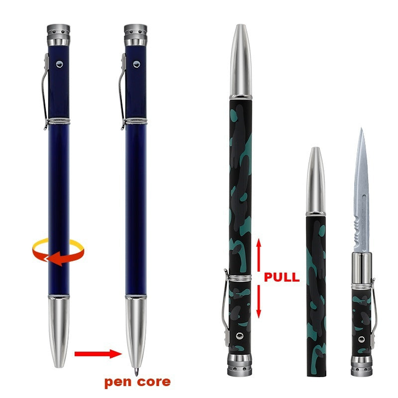 【Free gift】New Multi-function LED Tactical Pen Self-defense  Automatic Knife Camping Multifuntion Tools