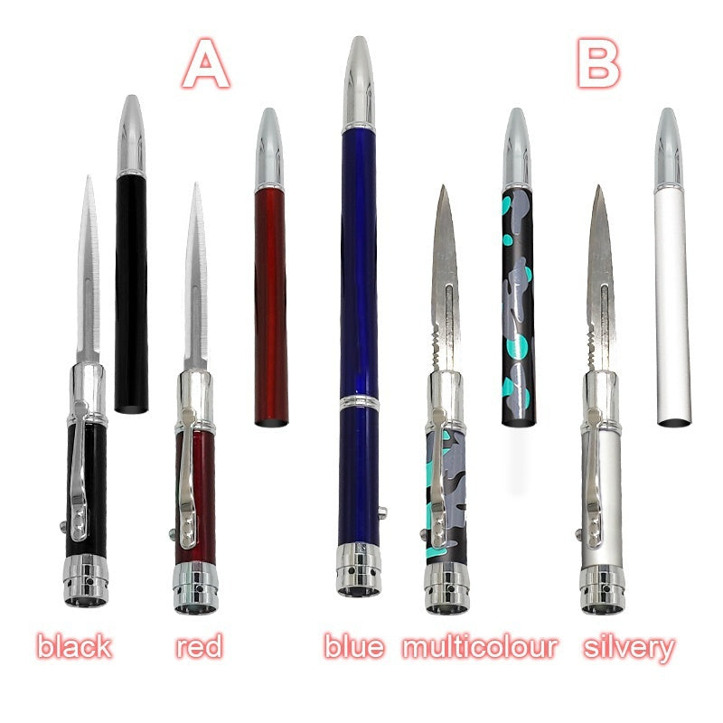 【Free gift】New Multi-function LED Tactical Pen Self-defense  Automatic Knife Camping Multifuntion Tools