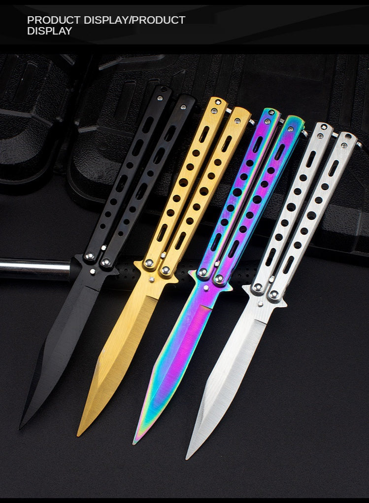 Beginner training tool decompression swing comb stainless steel folding comb outdoor camping practice knife without edge Direct supply from stock