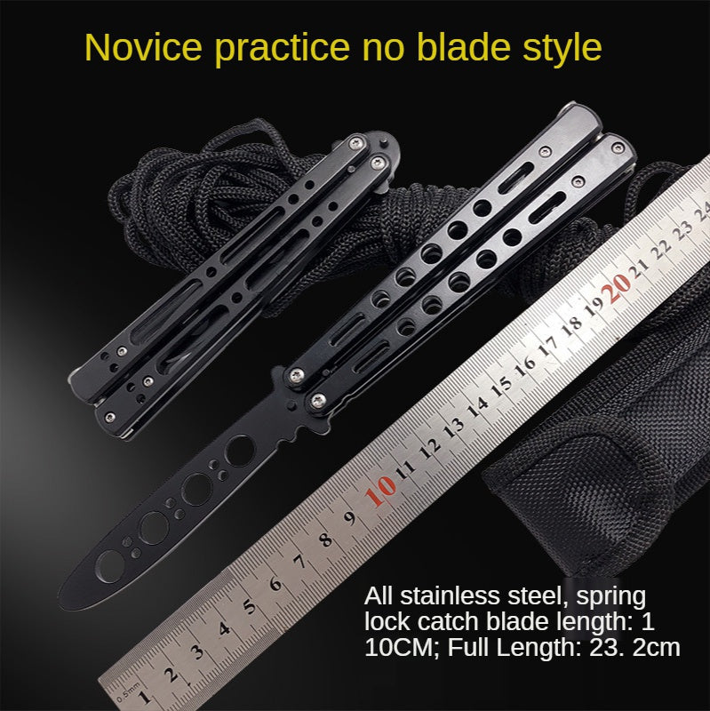 Unopened novice practice knife stainless steel folding swing knife play cool butterfly training knife