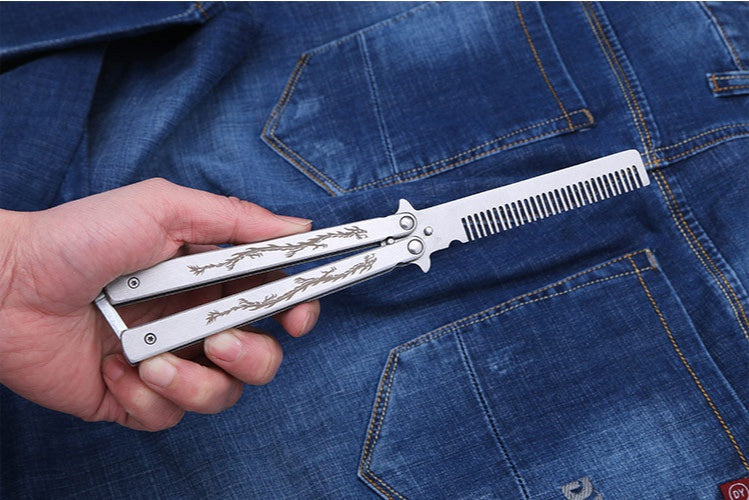 Carved dragon comb butterfly flail practice knife creative butterfly comb performance practice comb tool hairdressing comb does not open edge