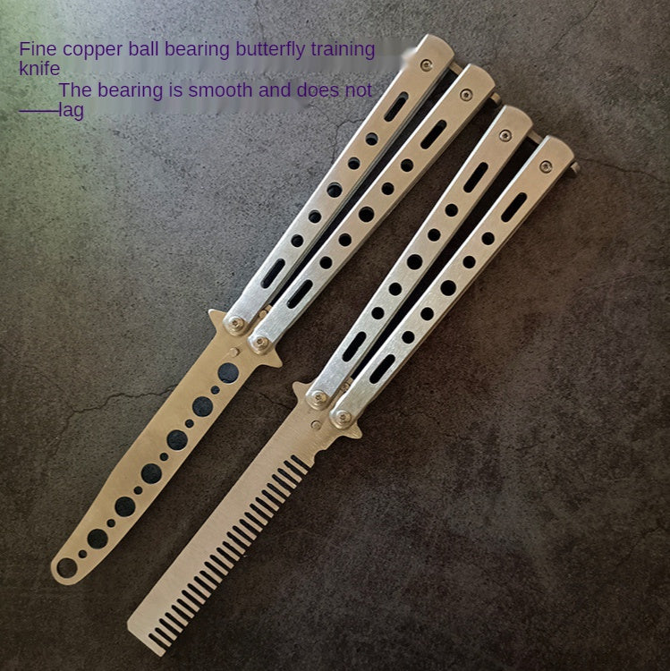 CSGO Butterfly Knife Training Comb Peripheral Butterfly Practice Tool Stainless Steel Butterfly Knife Novice Practice Folding Knife