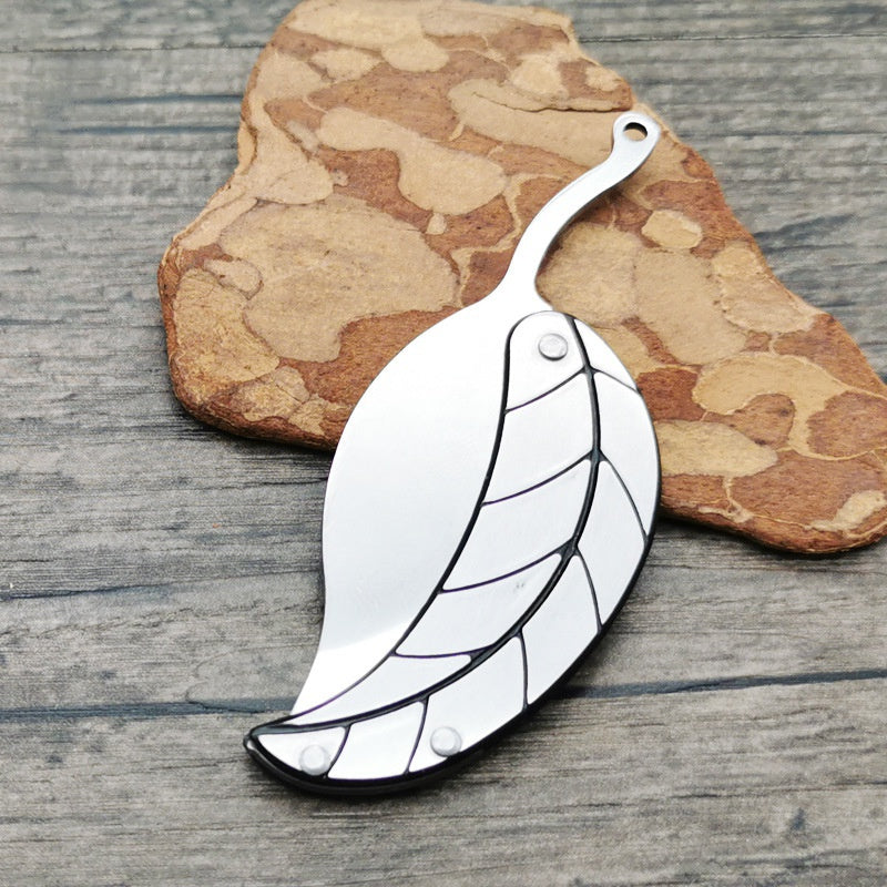 Key Folding Knife Full Stainless Steel Folding Knife Creative Mini Gift Knife Leaf Leaf Knife