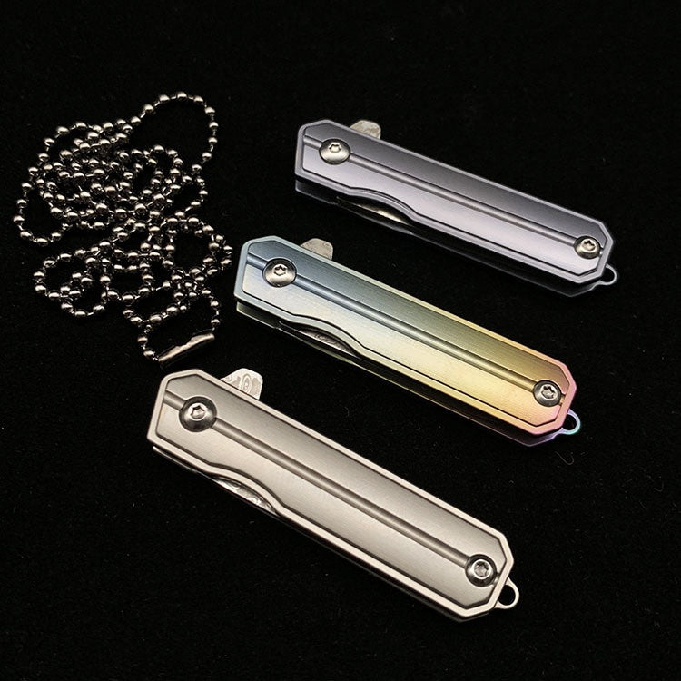 Gift Collection Pickling Damascus Titanium Alloy Keychain Chain Knife