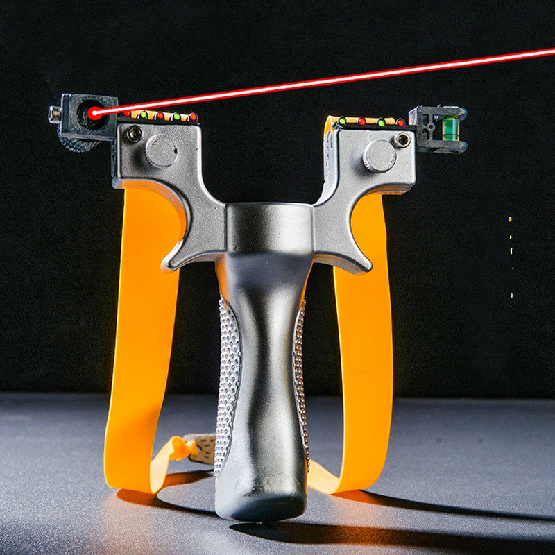 Factory wholesale one monofilament slingshot flat leather fast pressure free binding laser slingshot frame gold silver flat rubber band