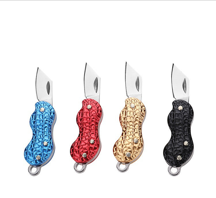 Mini Key Knife Pocket Knife Creative Peanut Shape Necklace Knife Carry Stainless Steel Portable Folding Knife