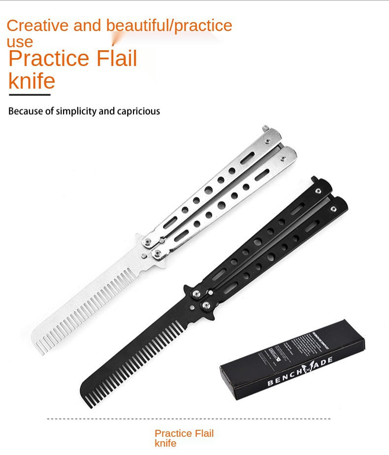 Practice comb folding knife Butterfly practice swing knife Portable swing knife Multi-function swing comb Training swing knife