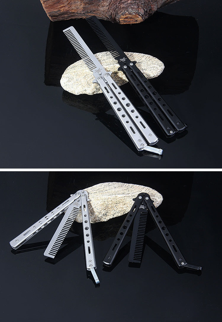 csgo practice knife butterfly comb butterfly knife stainless steel comb training knife practice swing comb folding butterfly comb