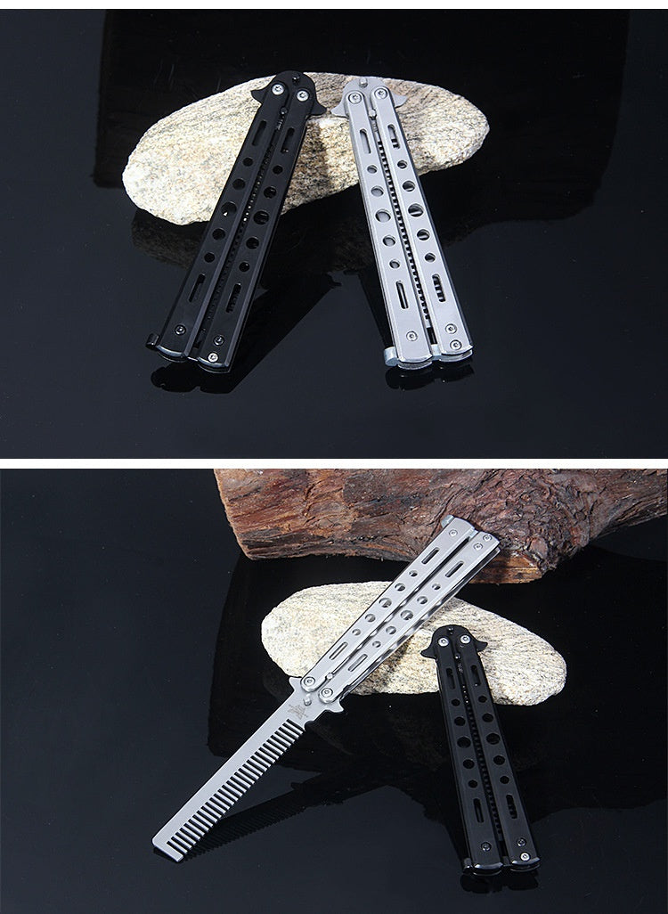 csgo practice knife butterfly comb butterfly knife stainless steel comb training knife practice swing comb folding butterfly comb