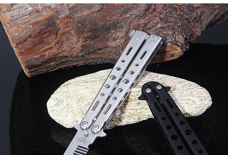 csgo practice knife butterfly comb butterfly knife stainless steel comb training knife practice swing comb folding butterfly comb