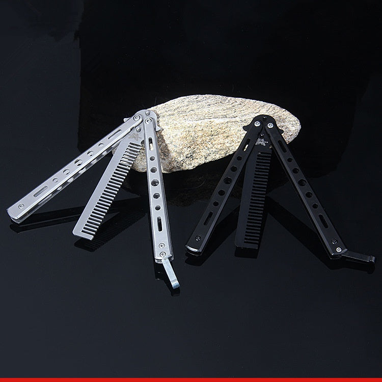 csgo practice knife butterfly comb butterfly knife stainless steel comb training knife practice swing comb folding butterfly comb