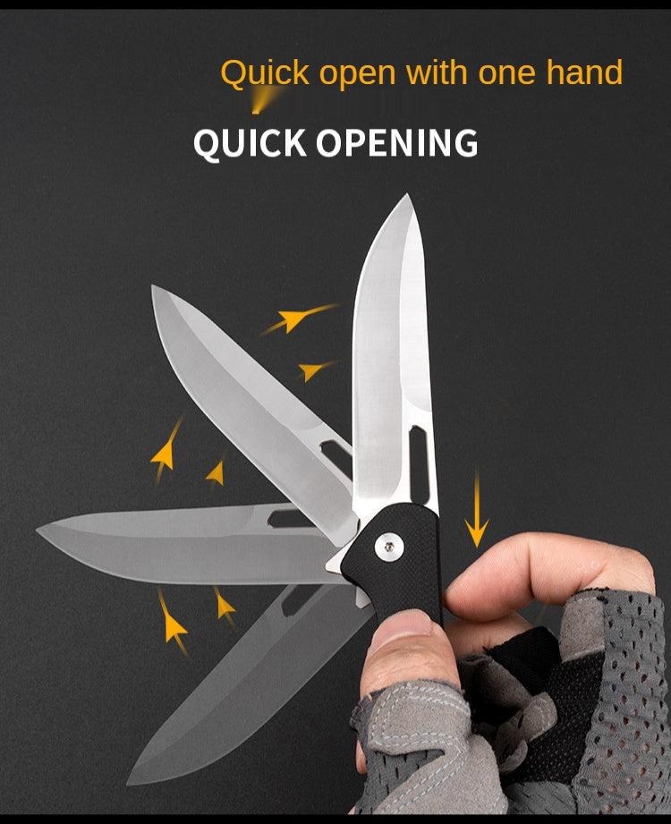 D2 Portable Fruit Knife Stainless Steel Folding Knife Portable Knife G10 Handle Outdoor Camping Folding Knife