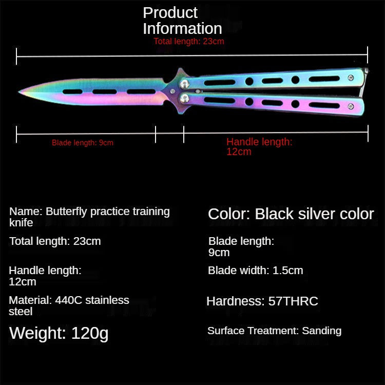 All-steel unsharpened training tool CF butterfly comb novice practice throwing knife folding outdoor self-defense portable tool