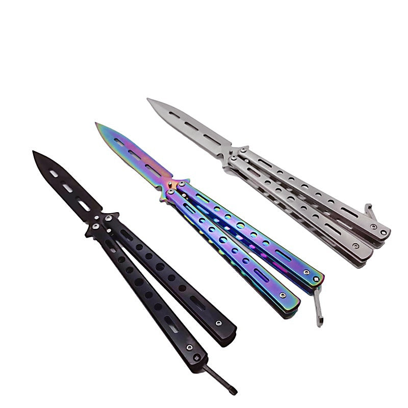 All-steel unsharpened training tool CF butterfly comb novice practice throwing knife folding outdoor self-defense portable tool