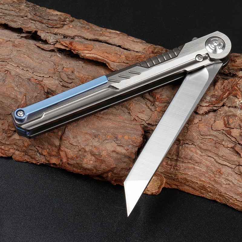 Outdoor wilderness survival tactical knife Pocket Knife with Titanium Handle and Pocket Knife
