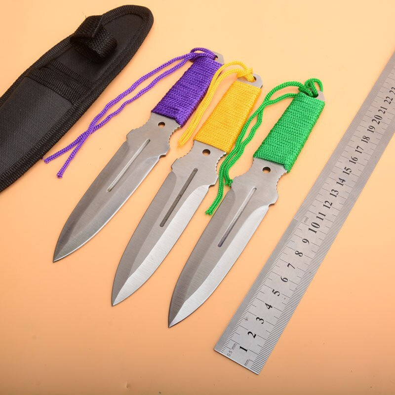 3 pcs/6 pcs Throwing Knife Set with Scabbard Shuriken Ninja Kunai Hunting Knife Tactical Fixed Blade