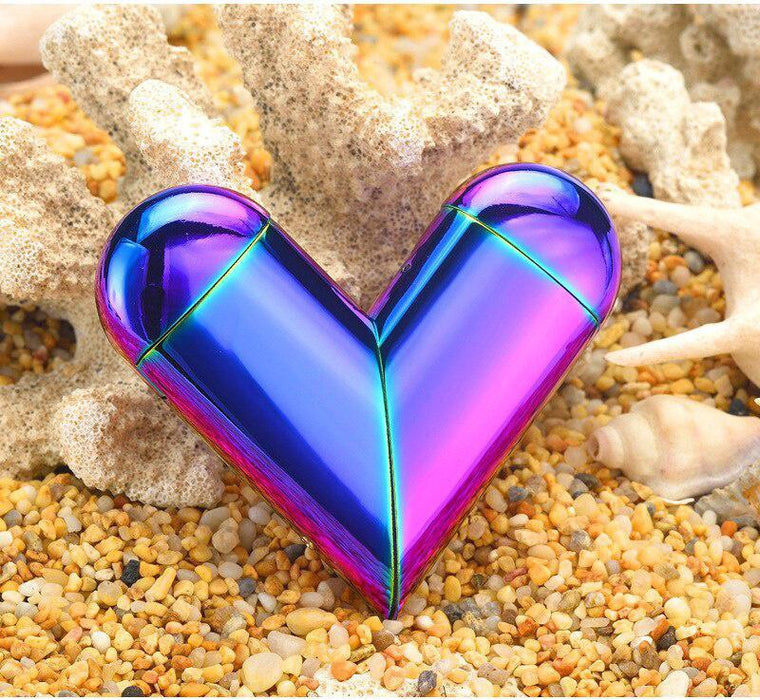 New Creative Free Fire Folding Magic Love Heart Gas Electric Lighter Dual Use Charge Lighter Valentine's Gift USB Lighter  （  NO GAS ）