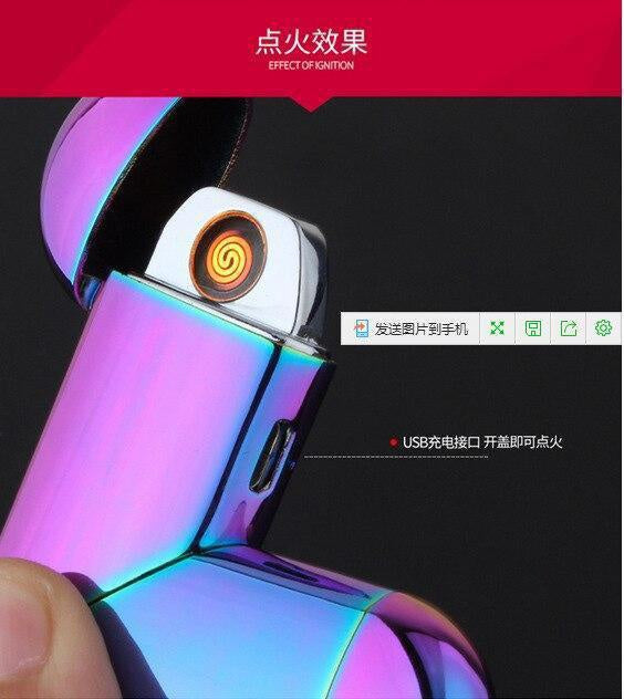 New Creative Free Fire Folding Magic Love Heart Gas Electric Lighter Dual Use Charge Lighter Valentine's Gift USB Lighter  （  NO GAS ）