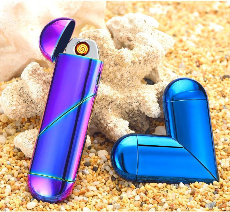 New Creative Free Fire Folding Magic Love Heart Gas Electric Lighter Dual Use Charge Lighter Valentine's Gift USB Lighter  （  NO GAS ）