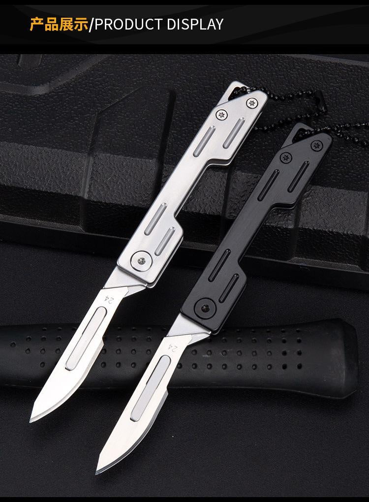 Mini Folding Knife Stainless Steel Utility Knife Sharp Surgical Blade  Carving Knife Out of the Box Keychain Knife