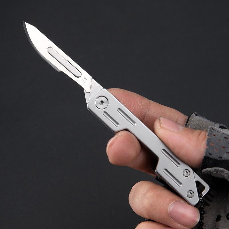 Mini Folding Knife Stainless Steel Utility Knife Sharp Surgical Blade  Carving Knife Out of the Box Keychain Knife