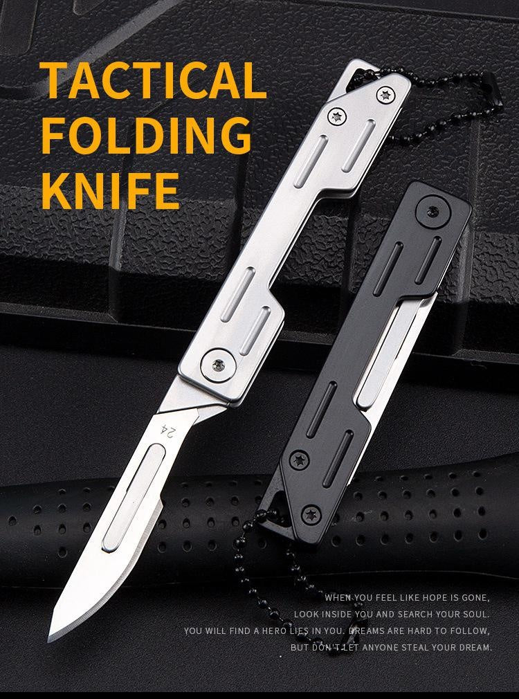 Mini Folding Knife Stainless Steel Utility Knife Sharp Surgical Blade  Carving Knife Out of the Box Keychain Knife