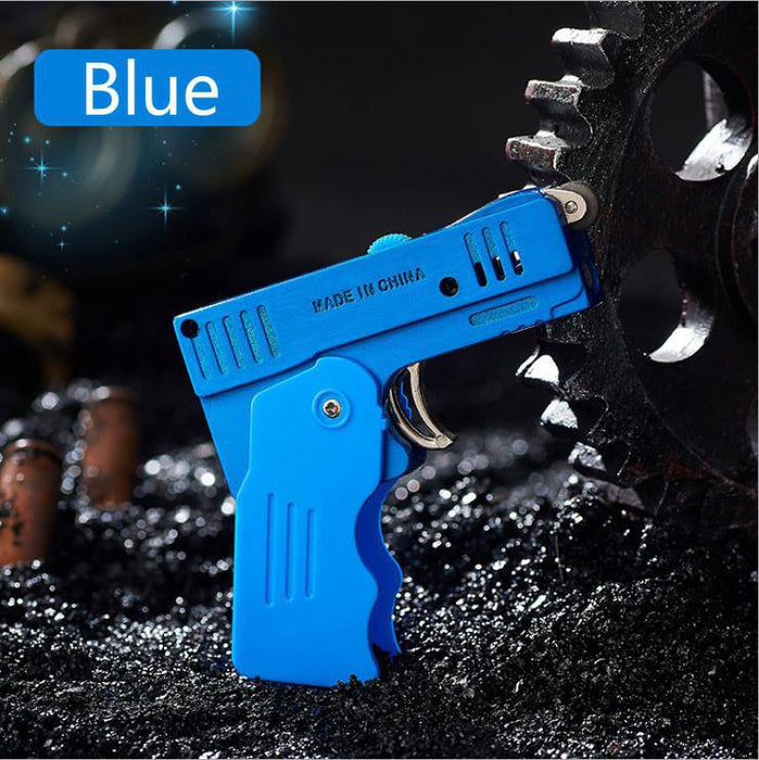 NEw Gun shape Foldable Lighter Blue&Yellow Dual Flame Jet Lighters New Spray Gun Butane Lighters Gas Cigarette Lighter For Man Gift(Without Gas)