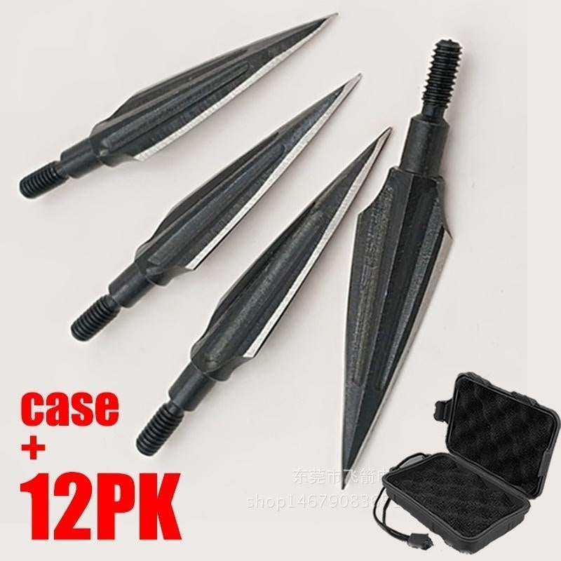 6/12pk Archery Arrow Heads 140 Grain Outdoor Hunting Bow Recurve Bow Arrow High-carbon Steel Arrow with Case