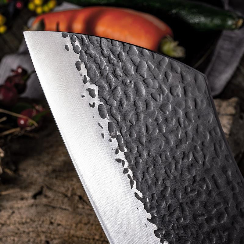 Hammer pattern high carbon steel forged kitchen knife pear wood handle household cooking accessories stainless steel kitchen knife fish knife meat knife
