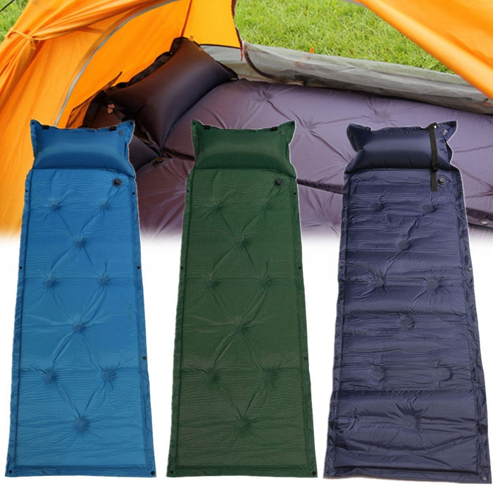 2022 1Pc Self Inflatable Portable Air Mattress Mat Pad Pillow Sleeping Bed Camping Hiking Outdoor | POPOTR™