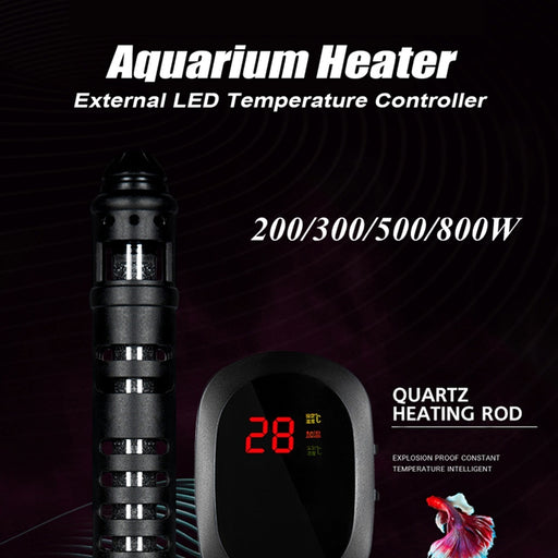 200-800W Aquarium LED Heater Fish Tank Water Submersible Adjustable Thermostat With Plug Adapter