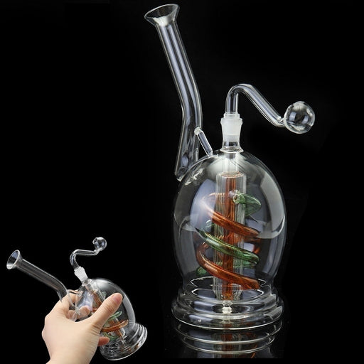 Herb Pipes Wax Oil Burner Glass Pipe Dab Rig Hookah Water Glass Spiral Pipe Glassware with 10mm Male Bowl