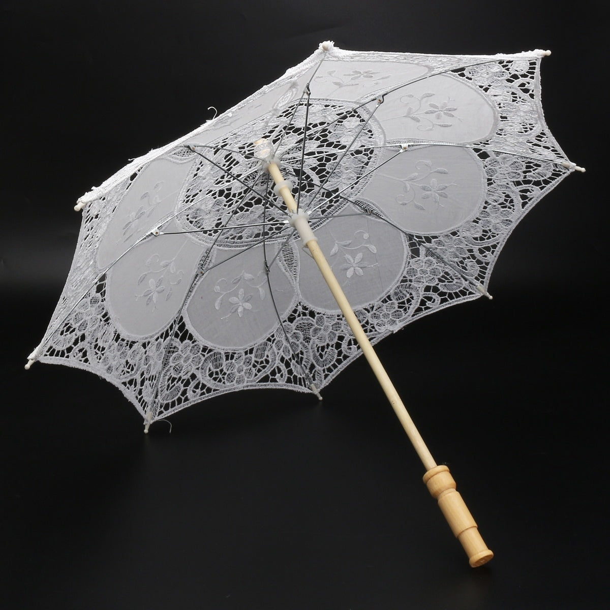 （This product is an ornament, not an umbrella, it is relatively small, please don’t buy it if you mind）1PCS Beautiful Lace Parasol Flower Girls Bridal Wedding Party Sun Umbrella Photography Prop