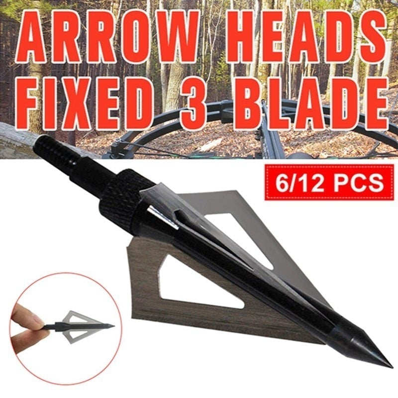 2025 6/12Pcs Hunting Bow and Arrow Broadheads With 3 Blade For Hunting Arrows | POPOTR™