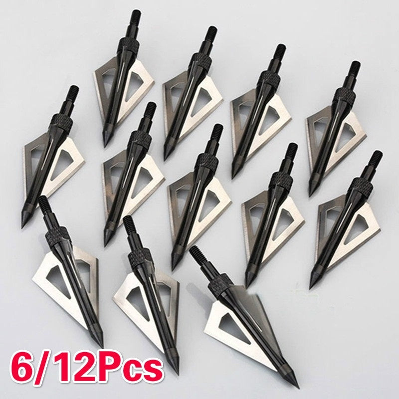 2025 6/12Pcs Hunting Bow and Arrow Broadheads With 3 Blade For Hunting Arrows | POPOTR™