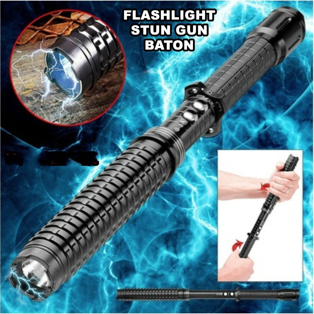 2025 Tactical Flashlight Stun Gun for sale Stun Baton Survival Camp | POPOTR™